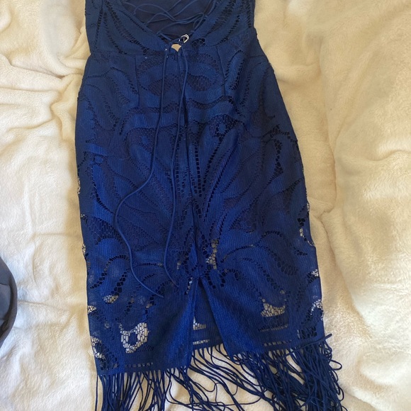 Blue dress, strappy back, size large - Picture 3 of 4